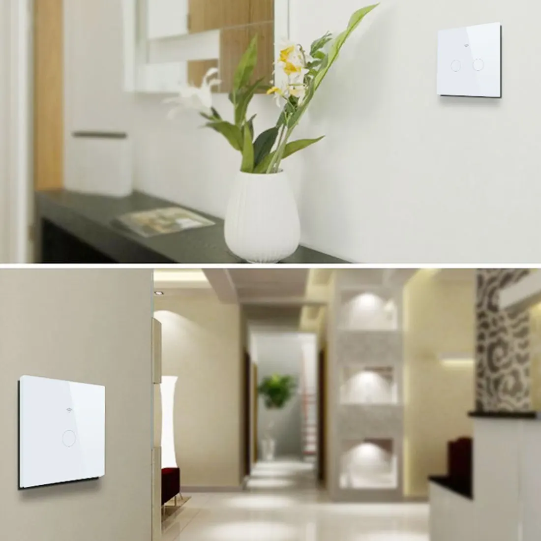 

Wifi Wall Touch Switch EU No Neutral Wire Required Smart Light Switch 1 2 3 Gang 220V Tuya Smart Home Support Alexa Google Home