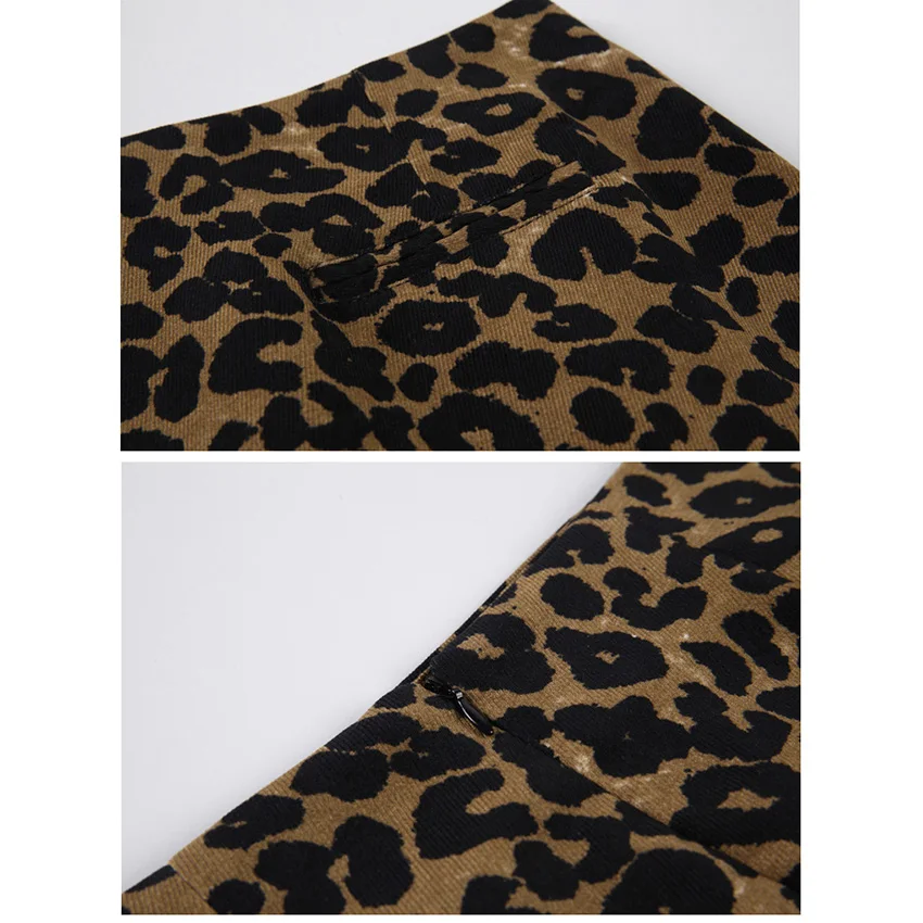 

BETHQUENOY Midi Leopard Skirt Women Clothes Vintage Faldas Mujer 2021 Jupe Femme Mini Skirt Plisada Spodnica Damska Saias Mulher