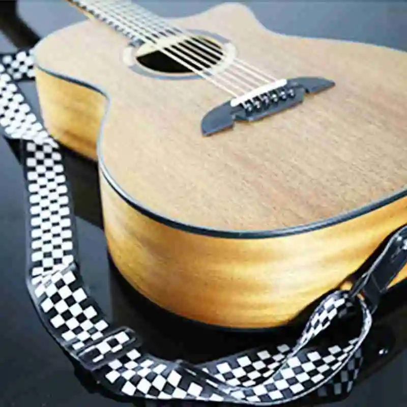

1Pc Adjustable Guitar Strap Black White Plaid Ukulele Guitar Belt Accessories Guitar Bass Folk Strap E5U1