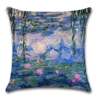 oil painting monet printed cushion cover decorative home sofa chair car seat friend bedroom office children gift pillowcase