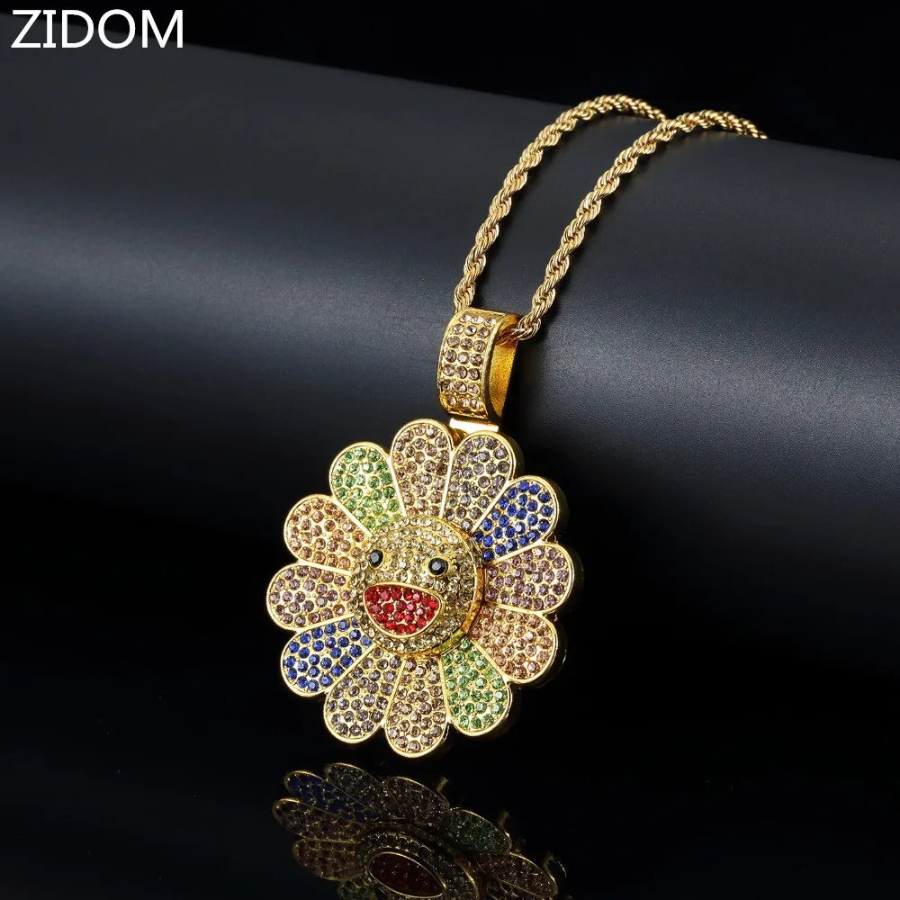 Мужские ожерелья с подвеской в стиле хип хоп виде подсолнуха украшения