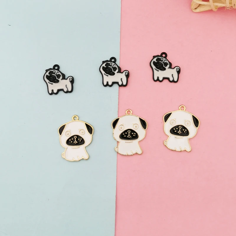 10 шт./пакет бульдог эмаль подвески серьги браслет модный кулон в виде шарпей