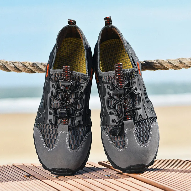 2021 Luxury Brand Mesh Shoes Men Non-slip Hiking Shoes Lace Up Camping Light Man Trekking Shoes Zapatos Hombre Big Size 48