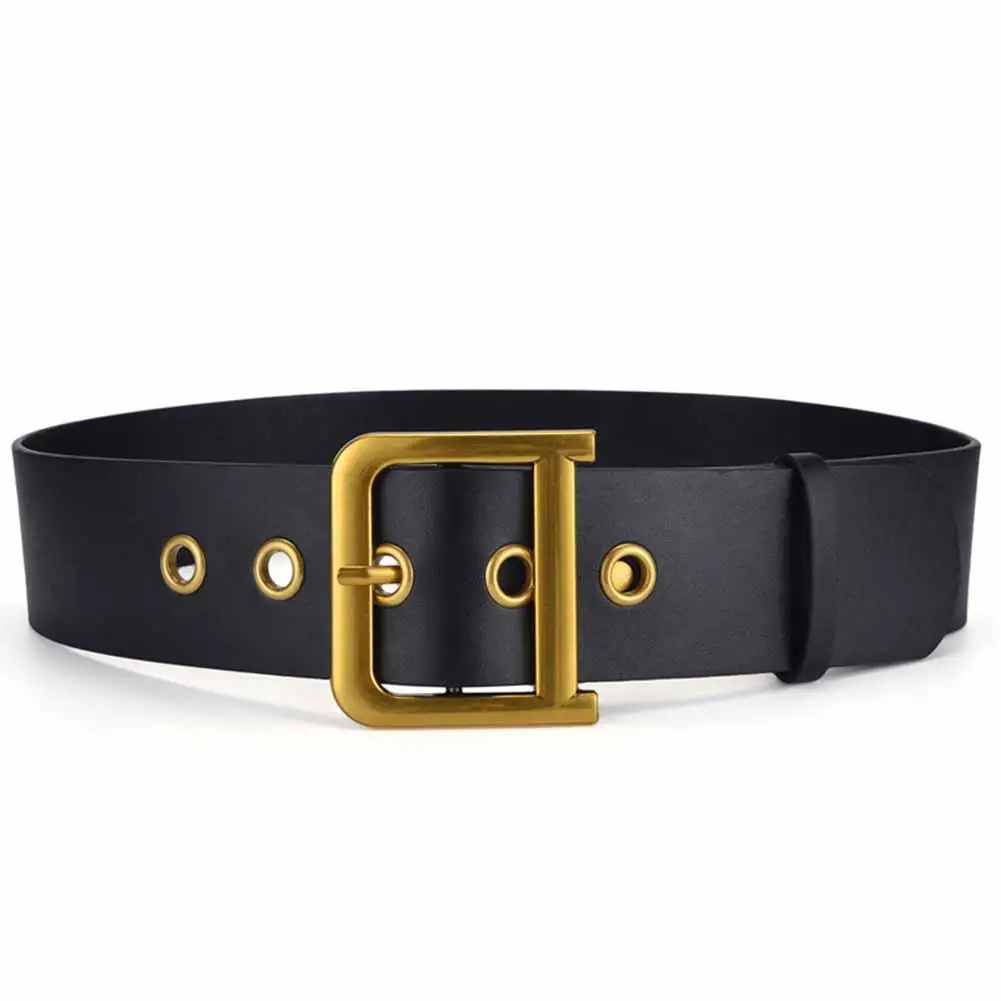 

Men And Women Waistband Faux Leather D-shape Buckle Soft Fashion Durable All-match Wide Belt