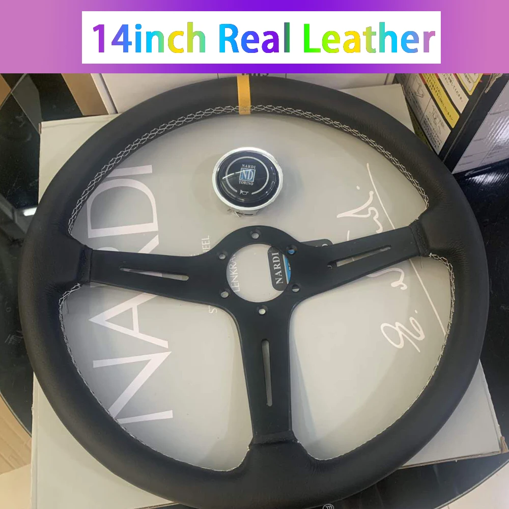 Spceddy MCX White Line 15 &quot(380 мм) Плоский гоночный руль действительно кожаный