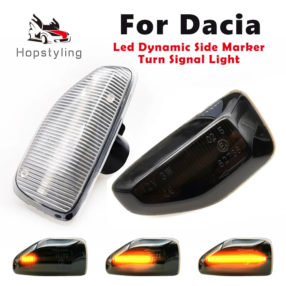 

2Pcs LED Dynamic Amber Side Marker Lamps Turn Signal Indicator Repeater Light For Dacia Logan MCV 2/Sandero Stepway 2 Duster