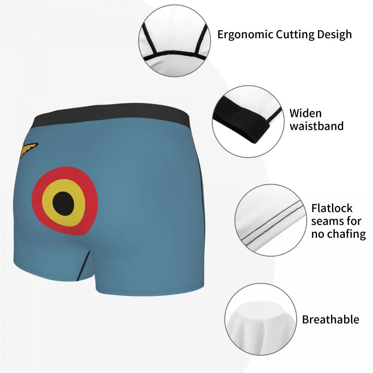 Air Force Ensign Of Belgium Men's Boxer Briefs Belgian Funny Novelty Men's boxer leggings