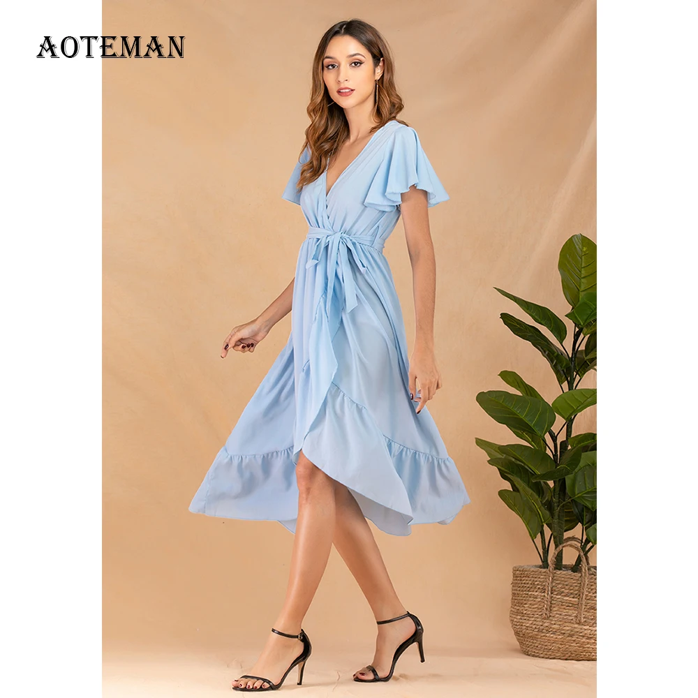 Весенне-летнее женское платье 2020 сексуальное элегантное трапециевидной формы с