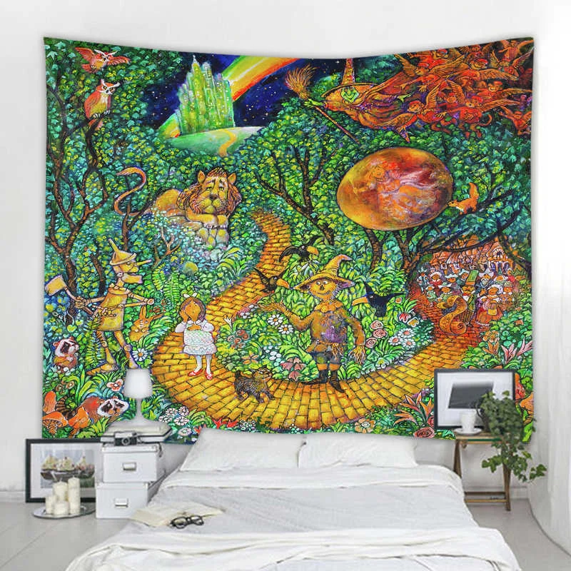 

Fairy Psychedelic Tale World Tapestry Home Decoration Tapestries Bedroom Dormitory Bedside Decoration Abstract Background Cloth