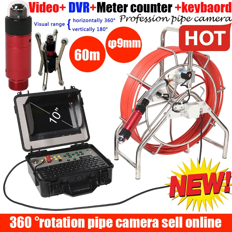 100M DVR канализационная камера с 360 rotaion ptz камера эндоскопа Инспекционная камера с счетчиком счетчика с клавиатура диктофон