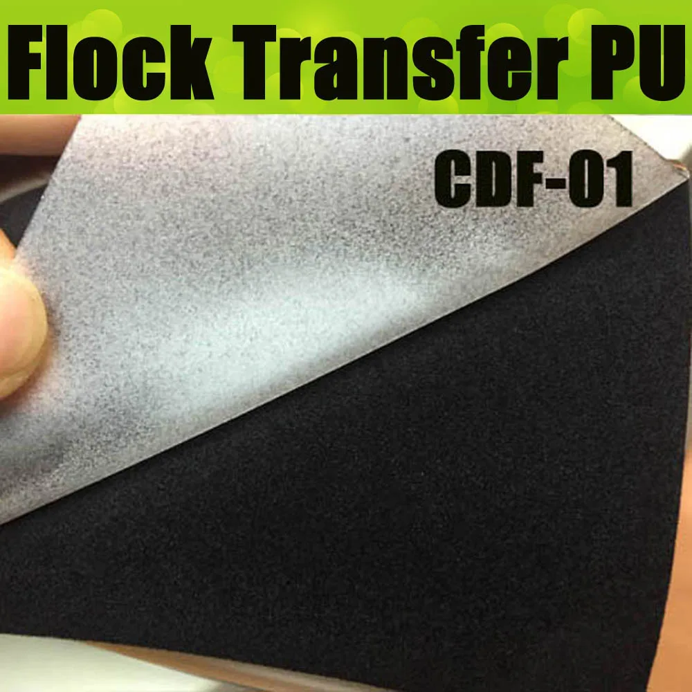 

CDF-01 Black Flocking Heat Transfer Vinyl for Garment top quality, flock transfer pu film size:50*100cm/lot with free shipping