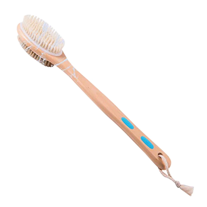 

Щетка для душа, щетка для очистки спины с длинной деревянной ручкой, натуральная мягкая и жесткая Массажная щетина для сухой/влажной щетки
