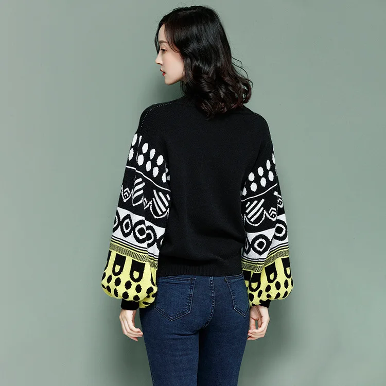 Women's Sweater Autumn and Winter Female Long Sleeve Pullovers Knit O Neck Womens Sweaters Lantern Oversized | Женская одежда