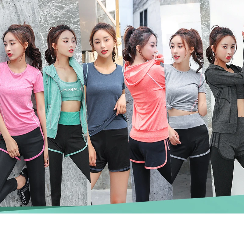 5 шт. спортивные костюмы для женщин и девочек подростков куртка футболка