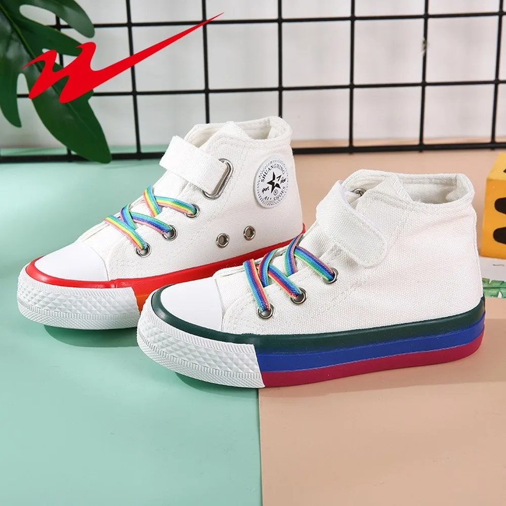 2020 Spring Autumn New Children Boys Girls Shoes Soft Bottom Breathable Walking Hight-top School Student Canvas Sneakers | Детская