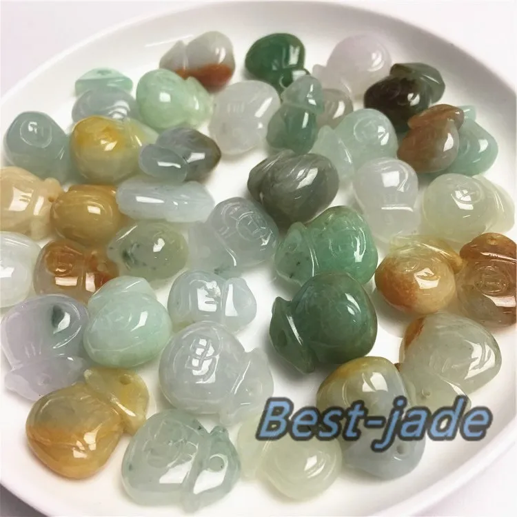 Money pocket Natural Grade A jade Type ICY Jade Burma jadeite Lucky pendant Bead Girl Jewelry Yellow Baby KID Emerald earrings | Украшения
