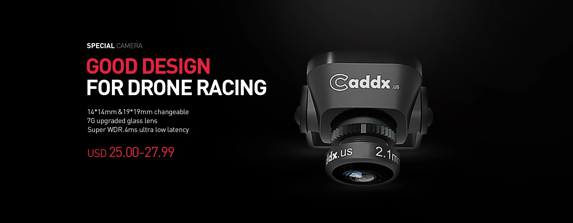 

Caddx Kangaroo, Snail Wallaby, 4ms Ultra-low Latency, 14*14mm Small Size Racing Camera