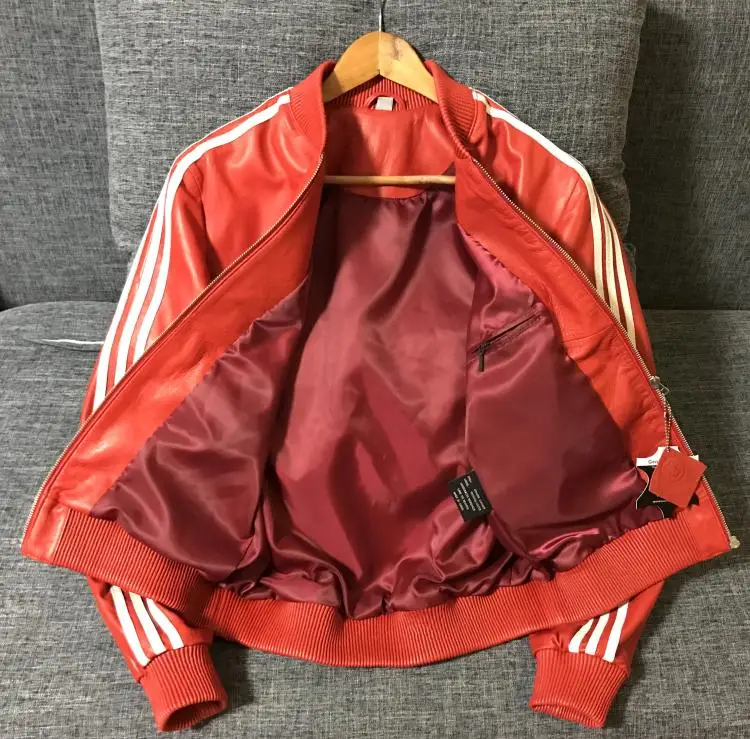 High quality couple woman genuine real sheepskin leather casual coat short jacket red black purple blue plus size xxxl 2xl 3xl