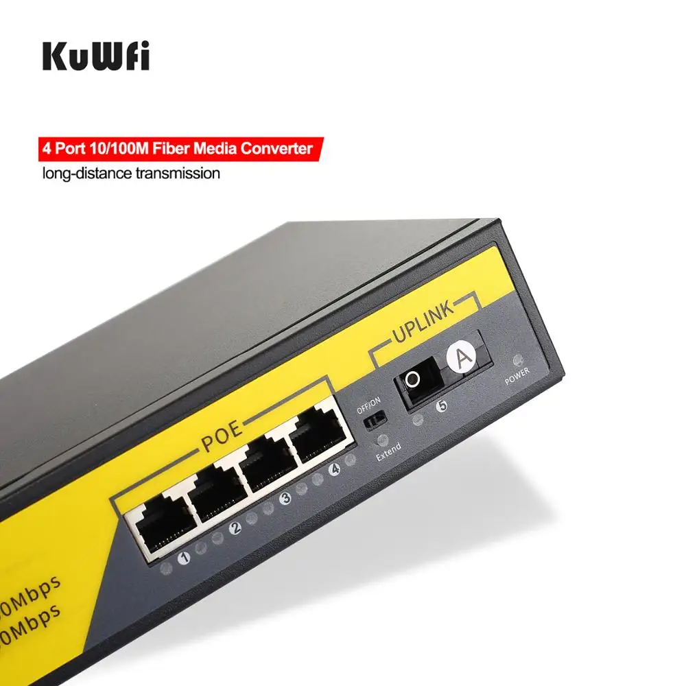 KuWFi 4 порта сетевой коммутатор 48 в POE 10/100 Мбит/с IEEE 802 3 af/at Ethernet Стандартный RJ