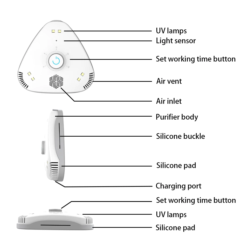 Мини очиститель воздуха перезаряжаемая машина для УФ очистки лампы удаление