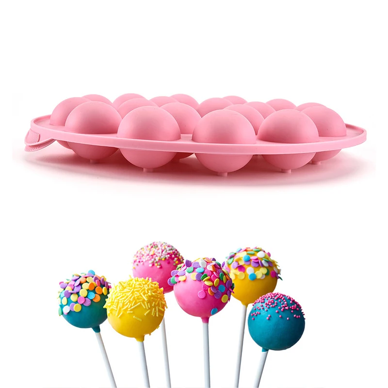 18-отверстие Инструменты для тортов розовый круглый силиконовый леденец на
