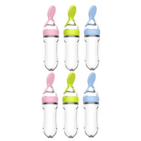 6pcs baby rice cereal feeder rice paste spoon bottle silicone squeeze feeder