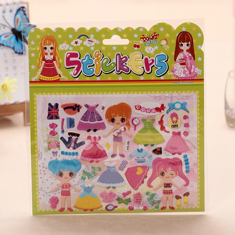 2 шт. милая Одежда для девочек с объемным рисунком наклейки на платье Обучающие