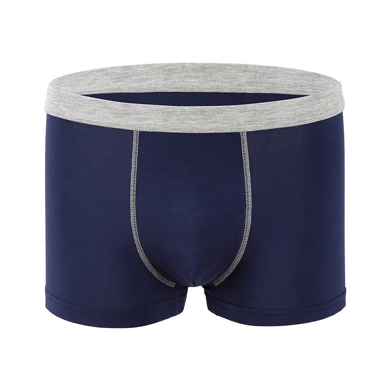 

Q 4Colors Male Panties 1Pcs Cotton Pure Color Breathable Men's Flat Underpants Elastic Mid Waist Underwear