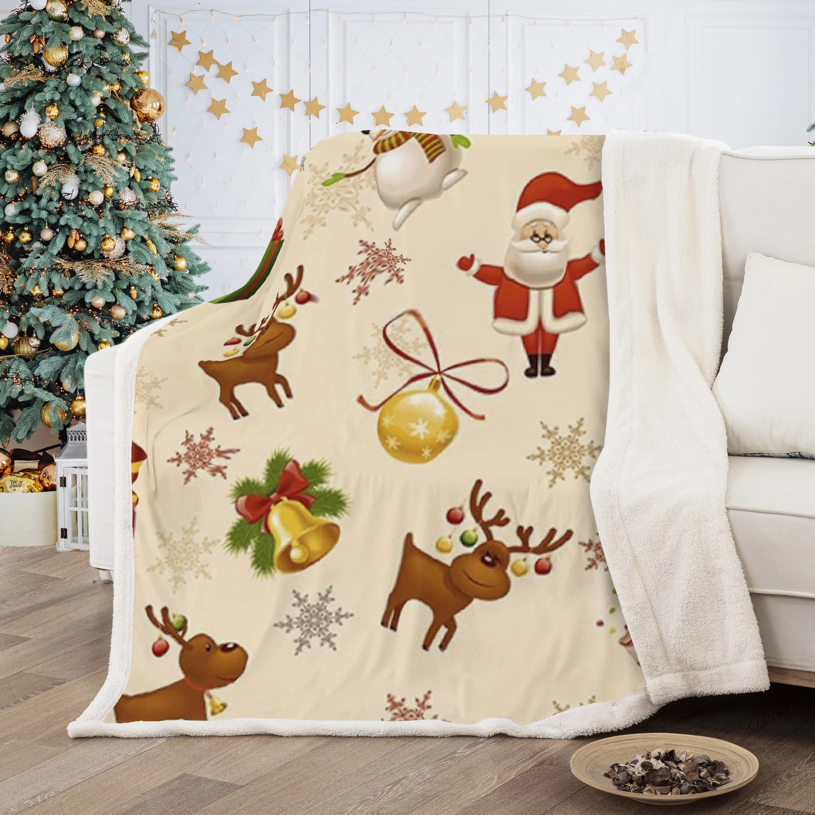 

Желтое рождественское покрывало для кровати, детское Фланелевое Новогоднее покрывало с Санта Клаусом, мягкое зимнее теплое одеяло для отды...