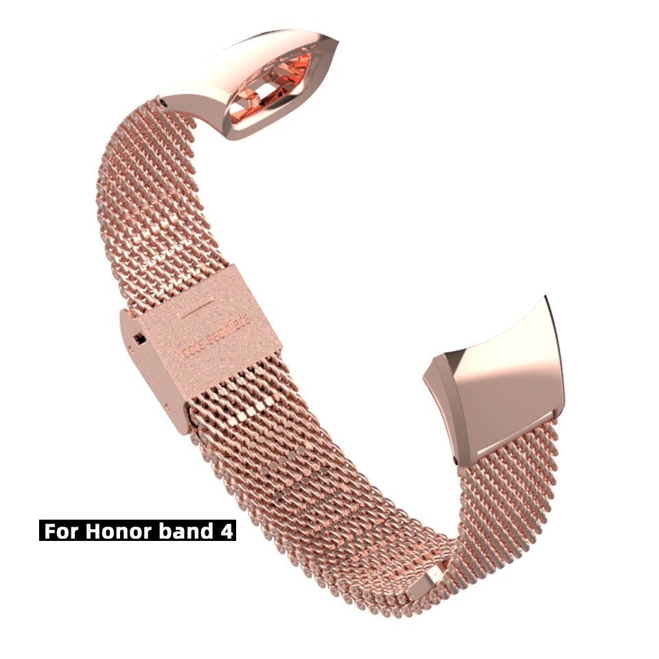 Rose Gold-Honor 4 Mijobs Миланский металлический ремешок 155-255 мм ремешок для часов браслет из нержавеющей стали браслеты для huawei Honor 3 Band 4 умные аксессуары - Цвет: Rose Gold-Honor 4