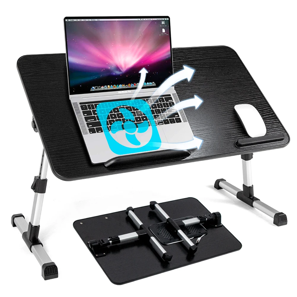 

Adjustable Laptop Bed Table with Cooling Fan Ultra Large Foldable Laptop Desk Portable Laptop Tray Multifunction Lap Table for E