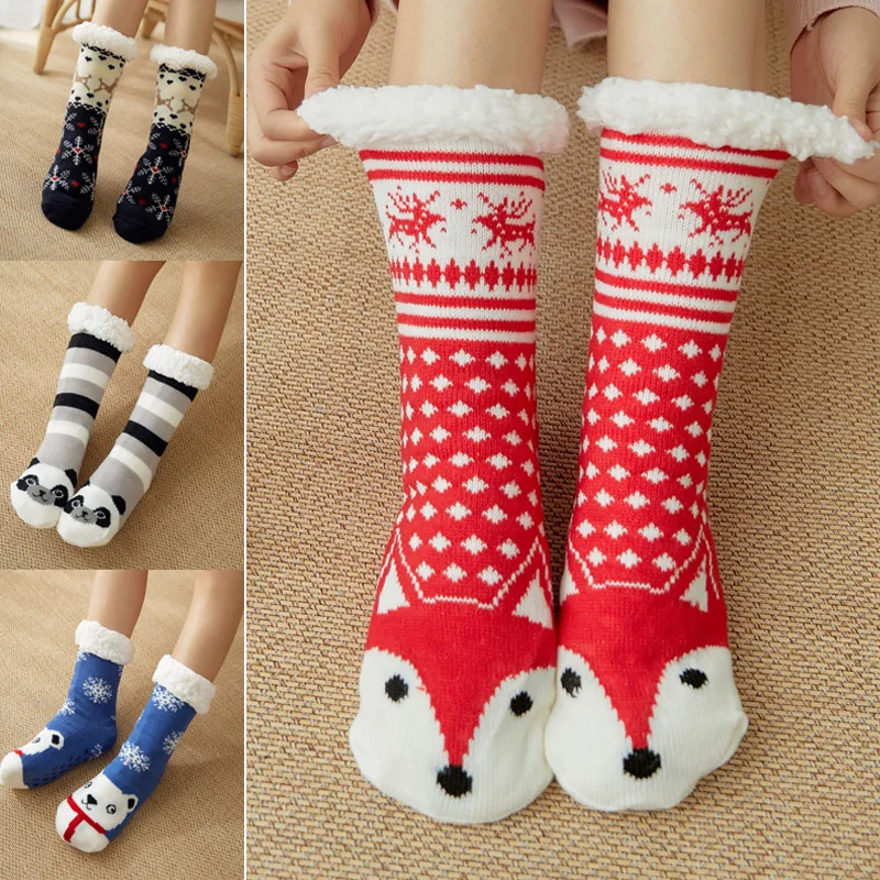 

Newly Women Extra-warm Fleece Indoor Socks Warm Feet Stretchy for Winter Home Christmas S66