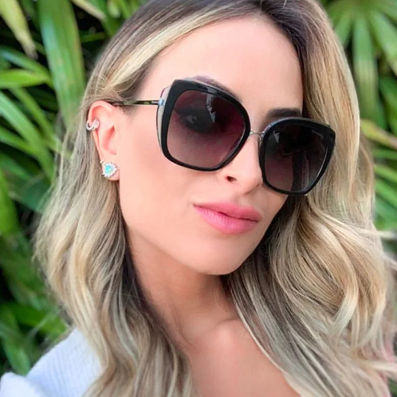 Женские квадратные солнцезащитные очки кошачий глаз черные синие в стиле ретро