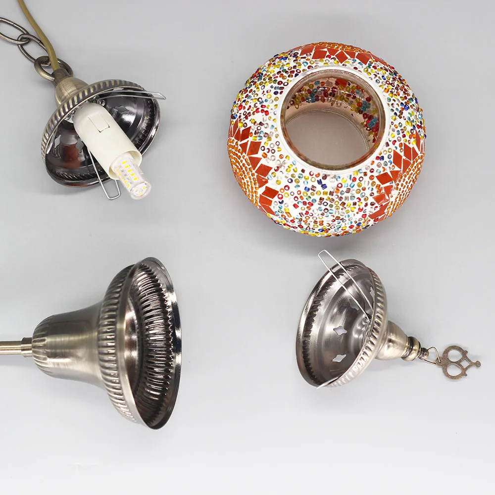 Юго-Восточная Азия богемная мозаика Турецкая Подвесная лампа E27 стеклянное бра