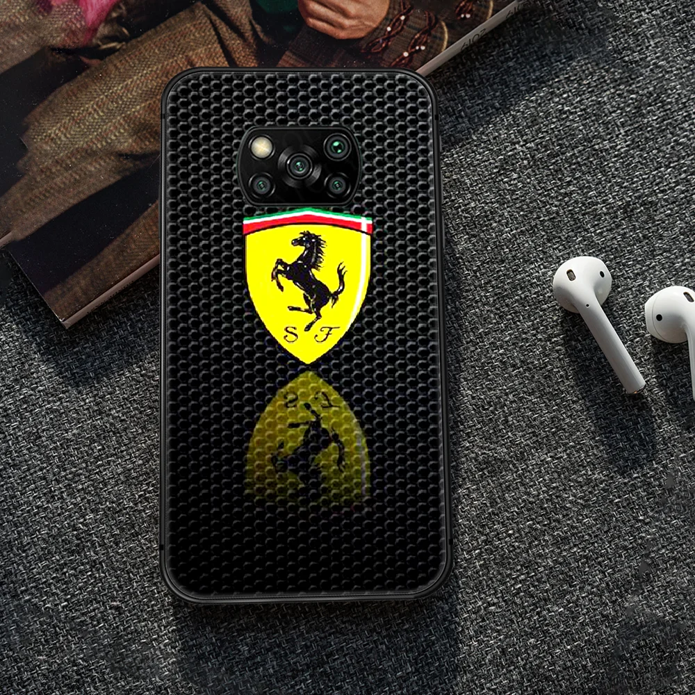 

Ferraris car logo Phone case Cover Hull For Xiaomi Mi A2 A3 8 9 9T Note 10 Se Lite Pro black Back Silicone Bumper Painting Shell