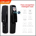 Дверной замок OKLAR с Биометрическим распознаванием лица, умный цифровой замок с Блокировка распознаванием отпечатком пальца, для домашней безопасности, с распознаванием отпечатков пальцев