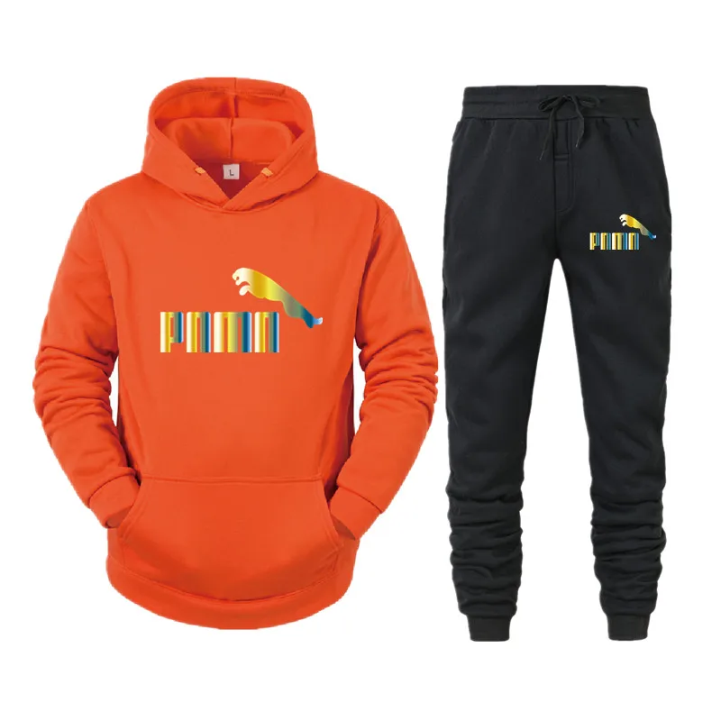 

2 Pieces Sets Tracksuit Men Hooded Sweatshirt+pants Pullover Hoodie Sportwear Suit Casual Clothes Size S-3XL