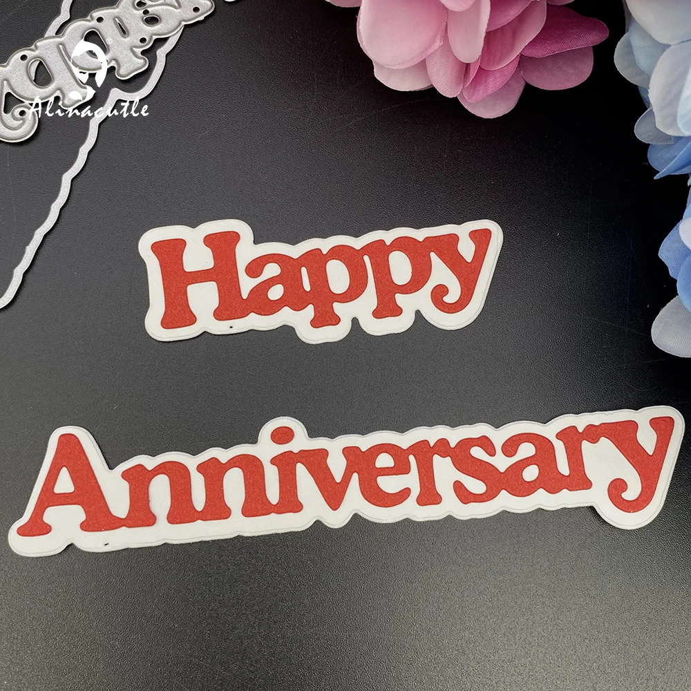 Металлические Вырубные штампы Alinacutle для счастливой годовщины скрапбукинга