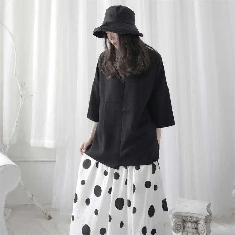 

Футболка женская с коротким рукавом, простая свободная Асимметричная Модная Повседневная рубашка, черный цвет, на лето