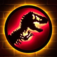 acrylic jurassic park rgb led night light dimmable dinosaur wall lamp home decor bedside lamps effect neon lights for game room