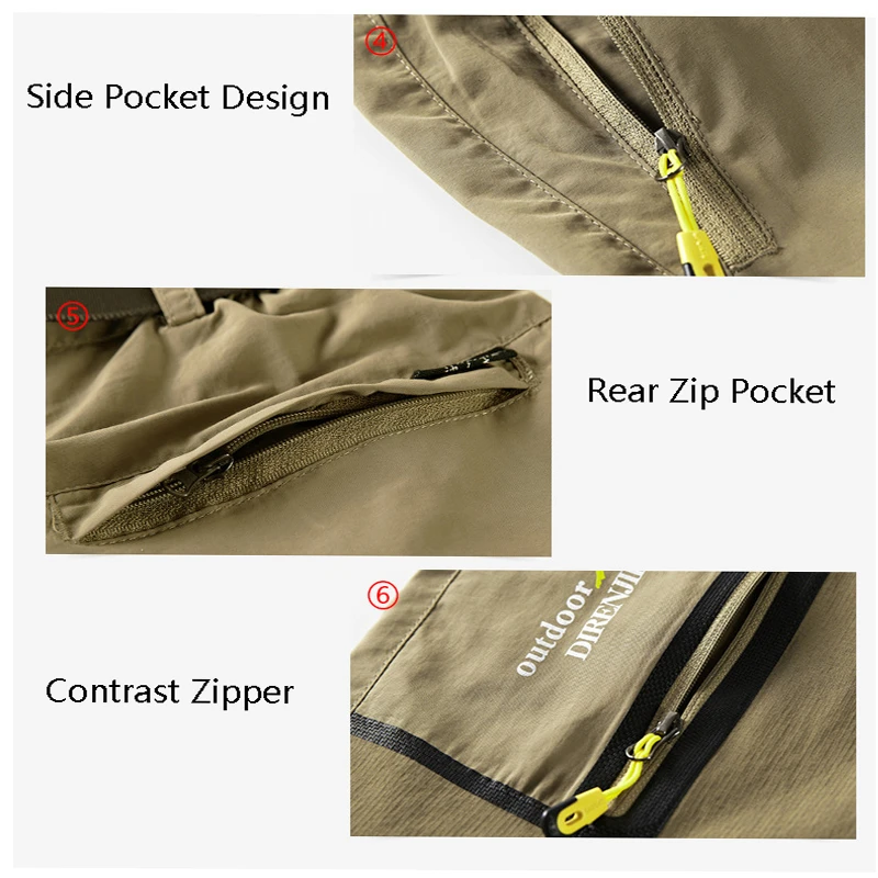 Мужские брюки со съемным сращиванием быстросохнущие повседневные свободные