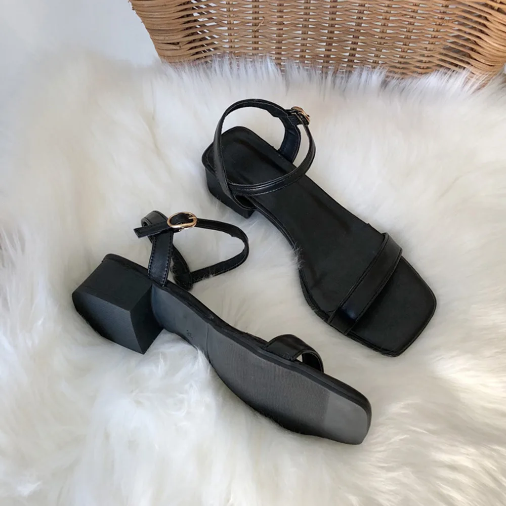 

35 36 37 38 39 2021 New Summer Women Sandals Sexy Shoes Female Thick Heel Casual Woman Peep Toe Ladies Fashion Beach Black Shoe