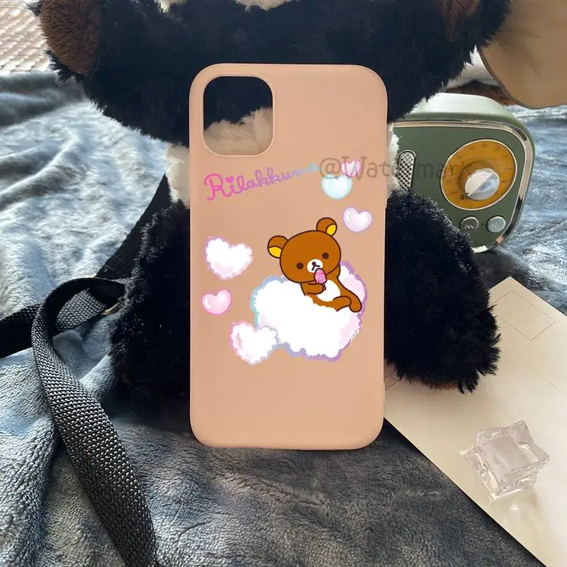 Чехол Rilakkuma для телефона IPhone 11 12 13 Pro Max Mini Xs Xr X 8 7 6s 6 Plus розовый конфетных цветов