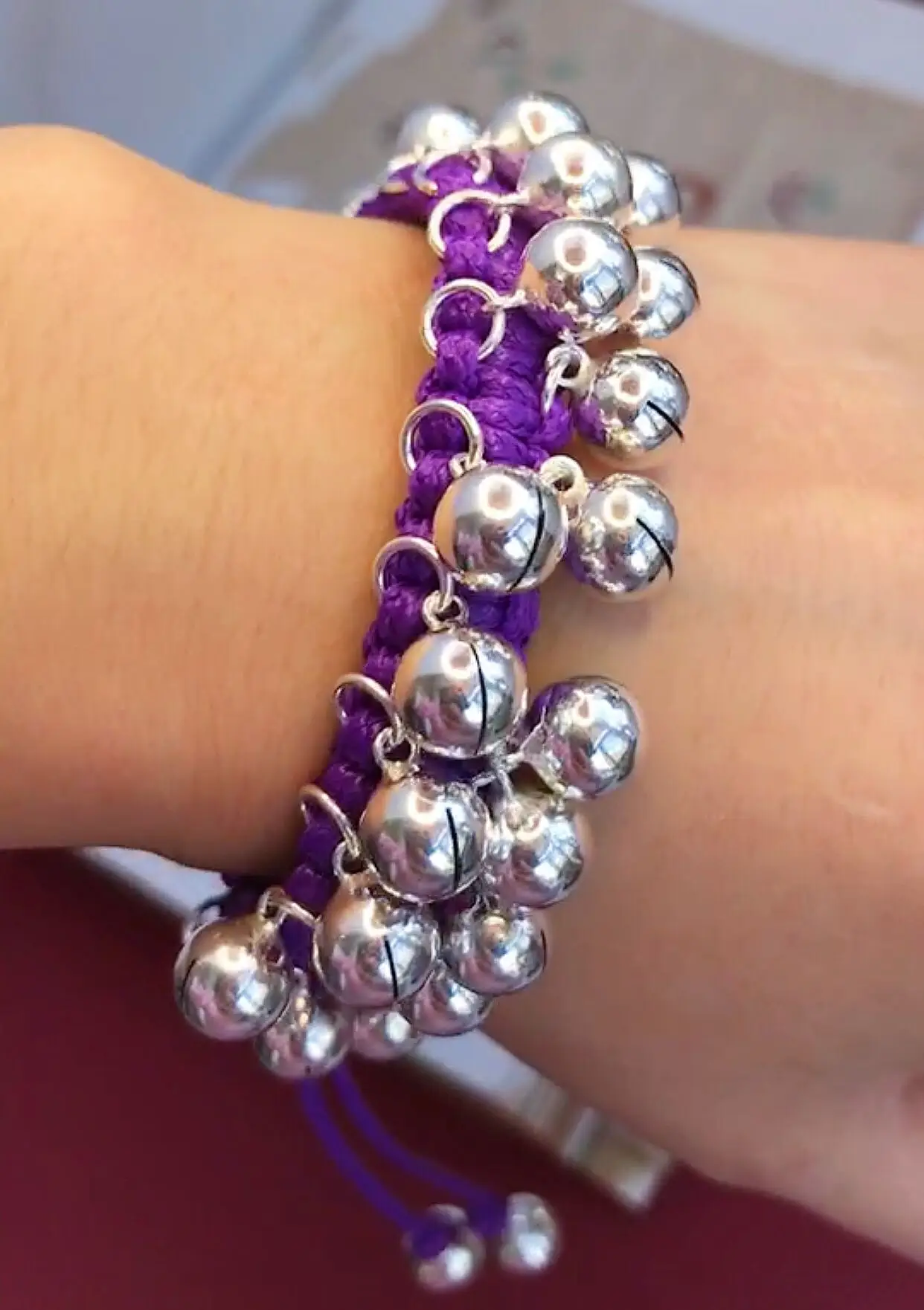 Angela оригинальные ювелирные изделия] S925 стерлингового серебра колокол передачи серебряный шарик фиолетовый