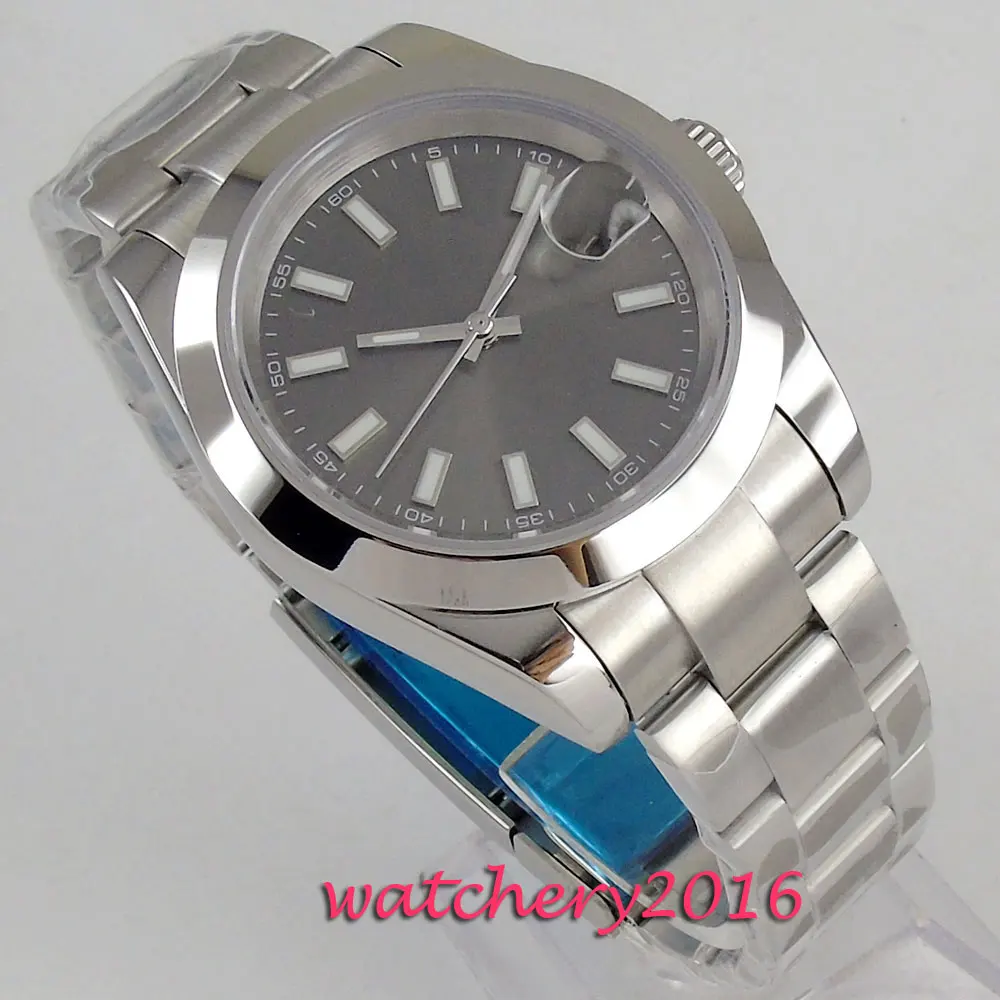 Мужские часы MIYOTA 8215 Новое поступление 40 мм серый циферблат сапфировое стекло