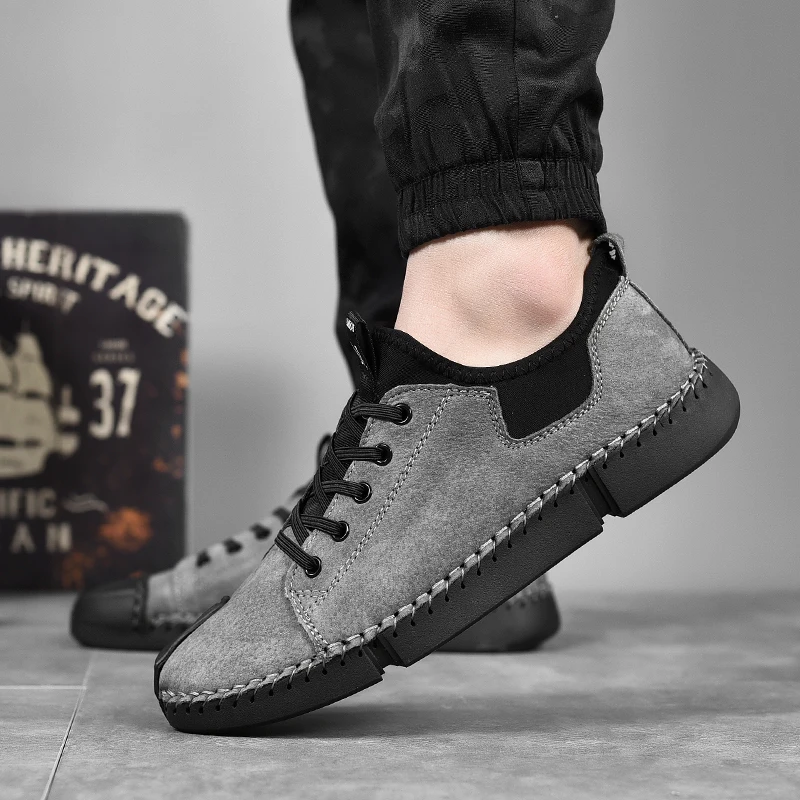 Удобная мужская повседневная обувь Мужская на шнуровке Качественная замшевая