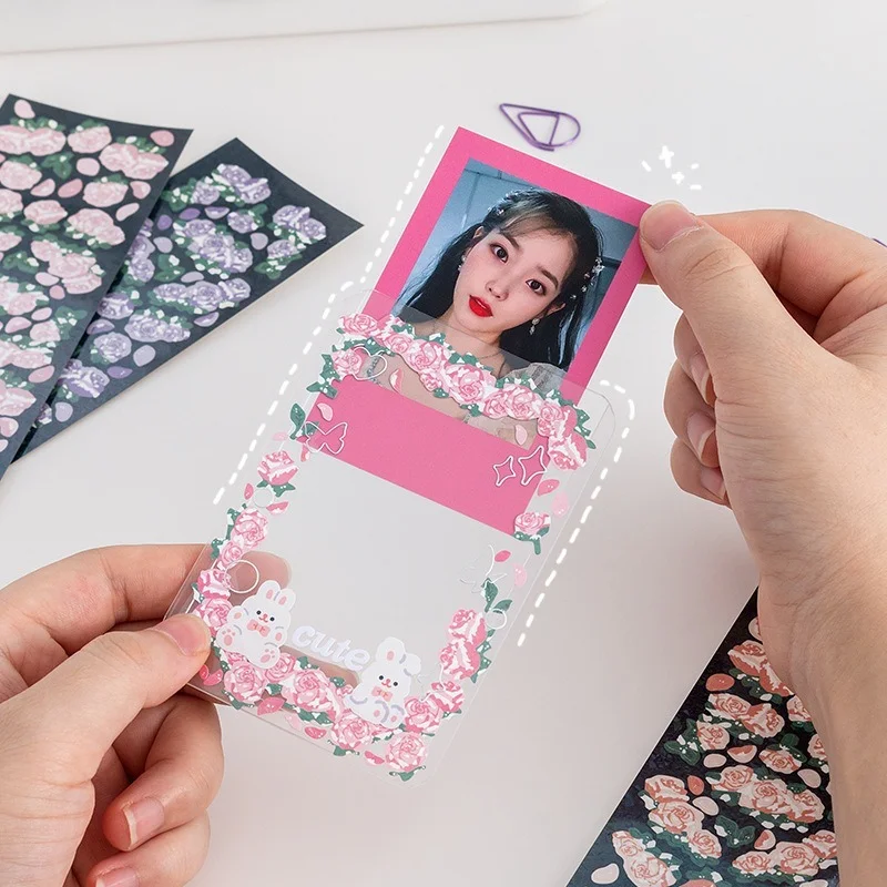 1 лист вспышки Лазерная роза цветок наклейка DIY Украшение Журнал Дневник фото