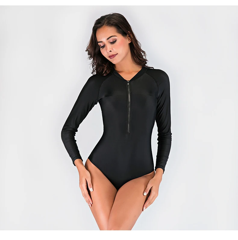 SBART черный купальник из лайкры с длинным рукавом для женщин женский высокой