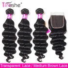 Волосы Tinashe, бразильские, свободные, глубокая волна, пряди с застежкой HD, Прозрачная Кружевная застежка, человеческие волосы Реми, 3 пряди с застежкой