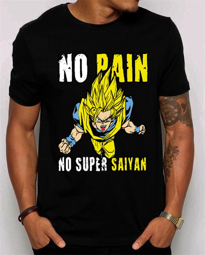 No Pain Super Saiyan унисекс футболка Goku Vegeta Dbz Вдохновленный подарок тренажерный зал